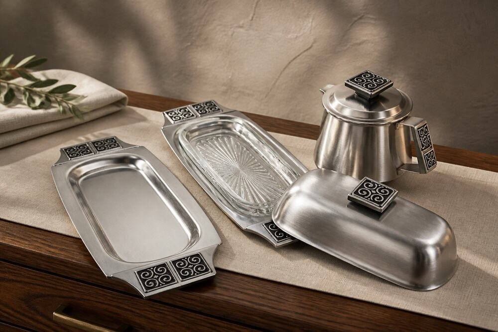 Vintage 1960s Rogers Insilco Fashion Stainless Serving Set 6 Pieces